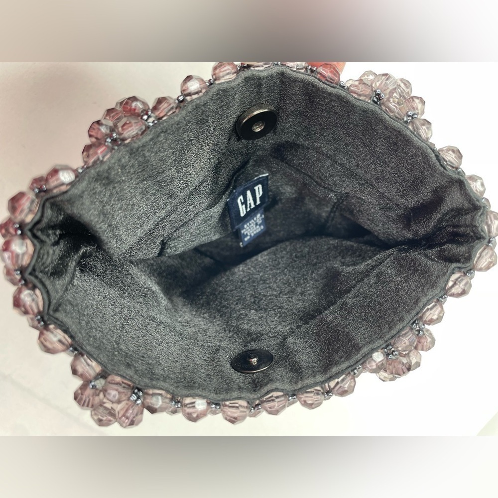 1990s Smokey Purple Clear Faceted Crystal Plastic Beaded Quartz Translucent Bag - Picture 3 of 6